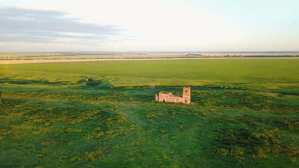 Abandoned Red Brick Church Ruins