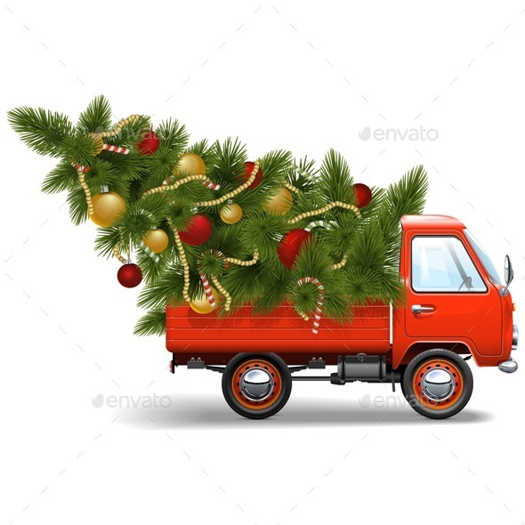Red Christmas Truck - Christmas Seasons/Holidays