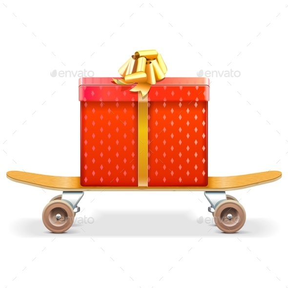 Skateboard with Gift - Miscellaneous Seasons/Holidays
