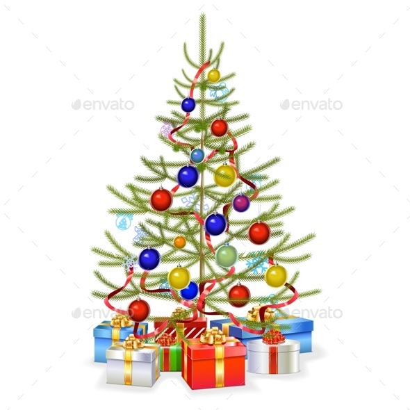 Christmas Fir with Gifts - Christmas Seasons/Holidays