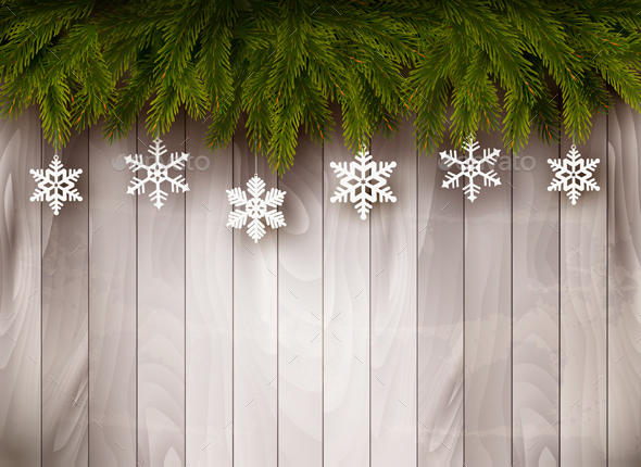 Background with Christmas Tree Branches - Christmas Seasons/Holidays
