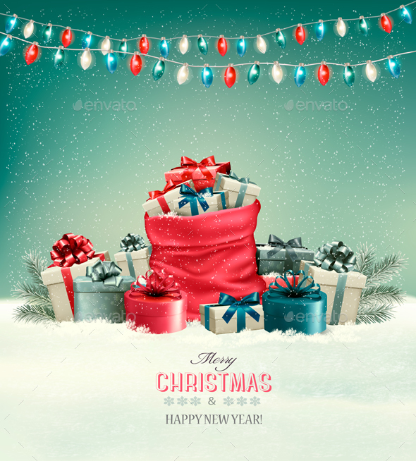 Holiday Christmas Background with a Sack - Christmas Seasons/Holidays
