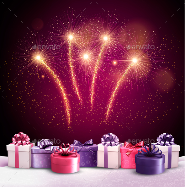 Festive Background with Freworks - Christmas Seasons/Holidays
