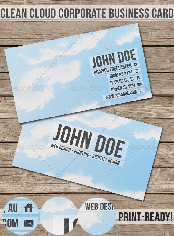 Clean Cloud Corporate Business Card - Creative Business Cards