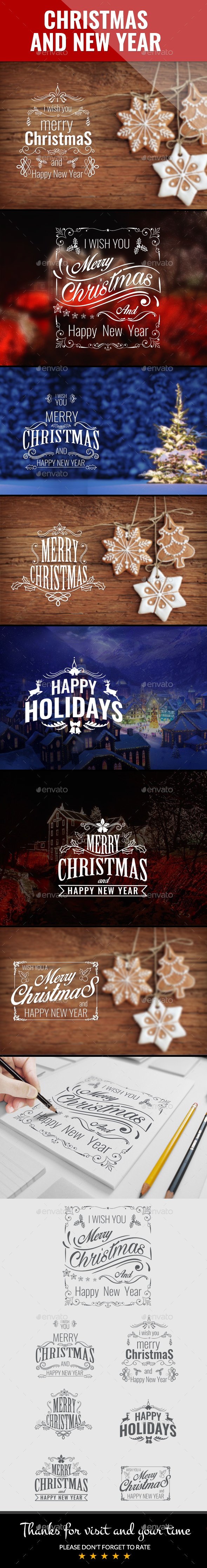 Christmas and Happy New Year Badges - Badges & Stickers Web Elements