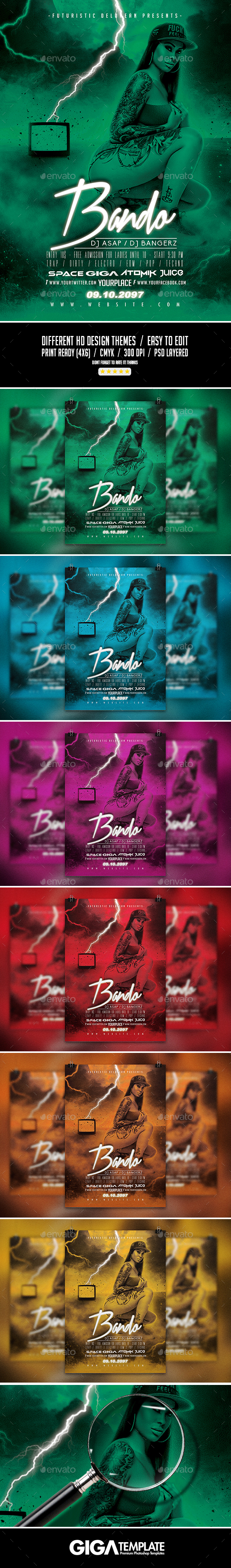 Bando 3 | Futuristic Dark Movie Flyer PSD Template - Events Flyers