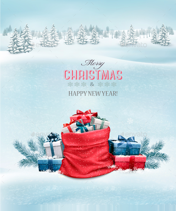 Holiday Christmas Background With A Sack - Christmas Seasons/Holidays