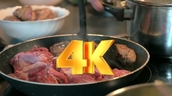 Frying Meat On The Pan alt