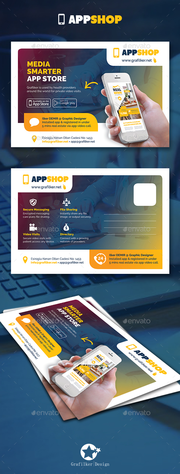 Mobile App Postcard Templates - Cards & Invites Print Templates
