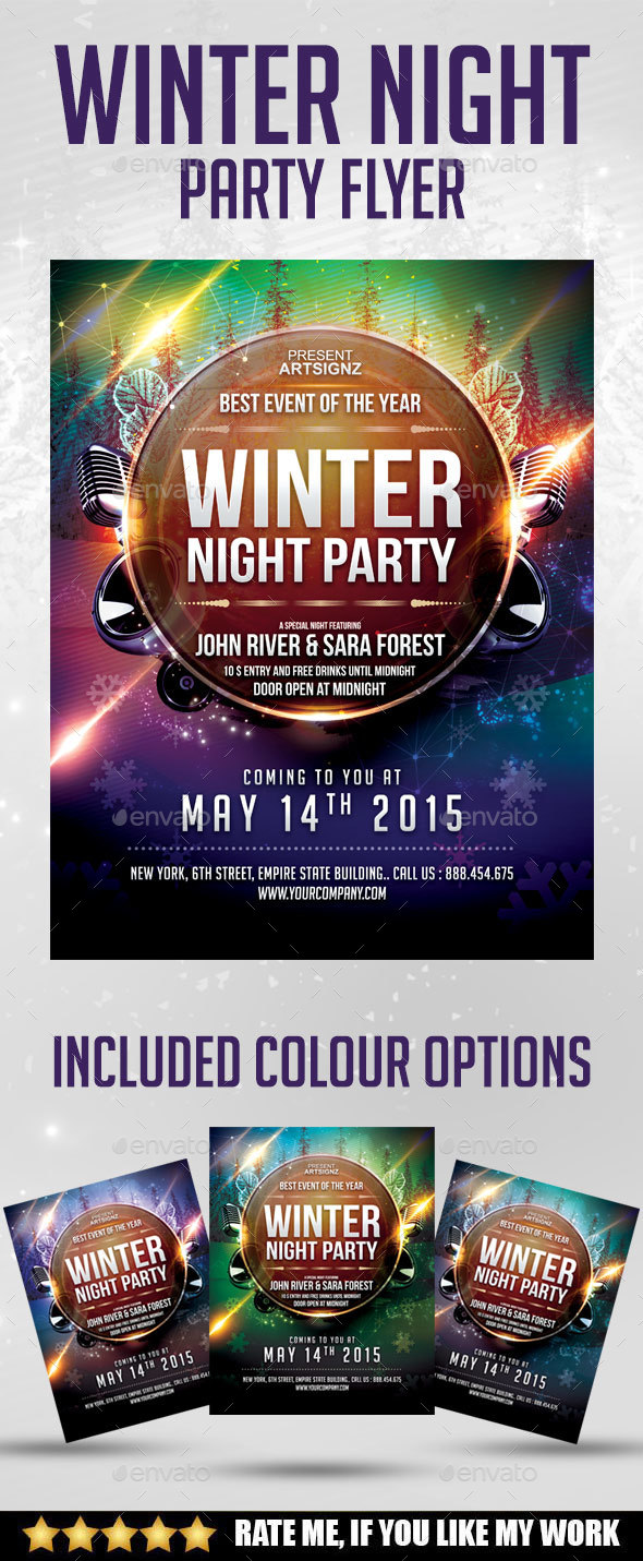 Winter Night party flyer - Print Templates