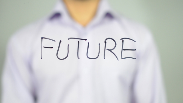Future, Man Writing on Transparent Screen alt