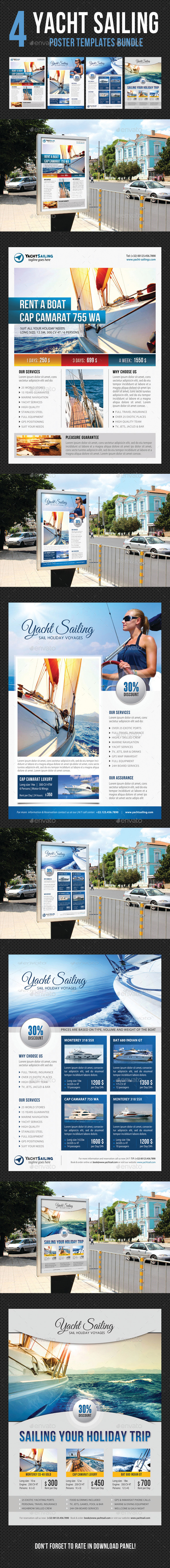 4 Yacht Sailing Poster Templates Bundle 03 - Signage Print Templates