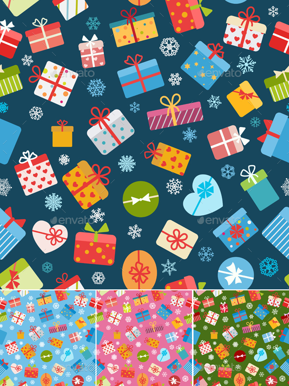 Seamless Patterns Of Gift Boxes - Seasons/Holidays Conceptual