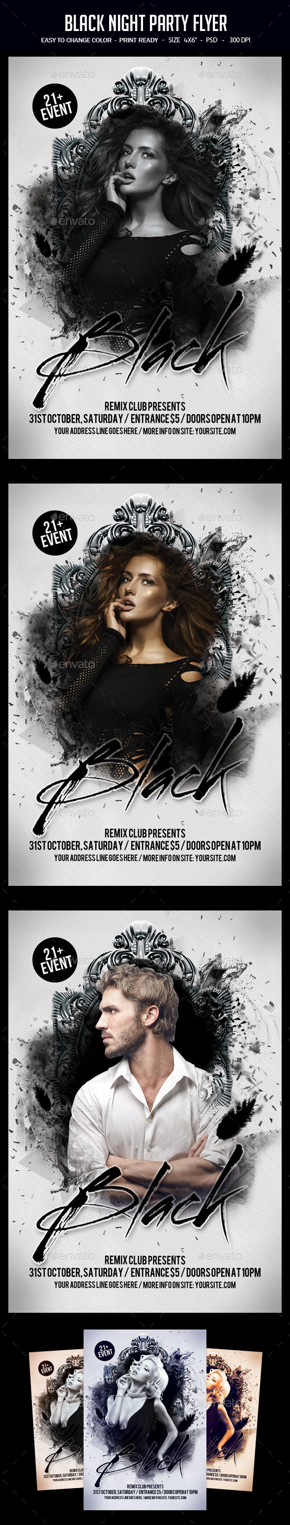 Black Night Party Flyer - Clubs & Parties Events