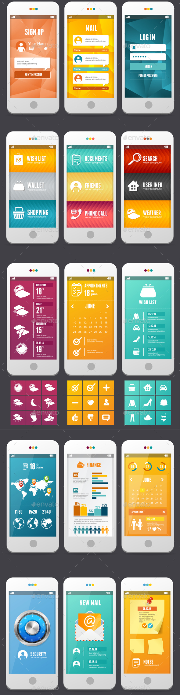 Flat Design. Web Elements. Vector - Web Technology