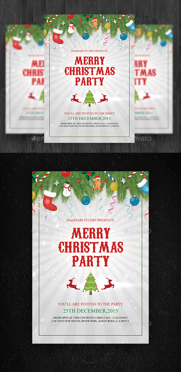Merry Christmas Party Flyer Template - Clubs & Parties Events