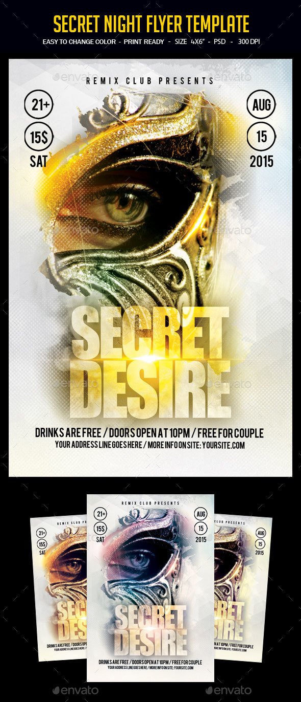 Secret Night Flyer Template - Clubs & Parties Events