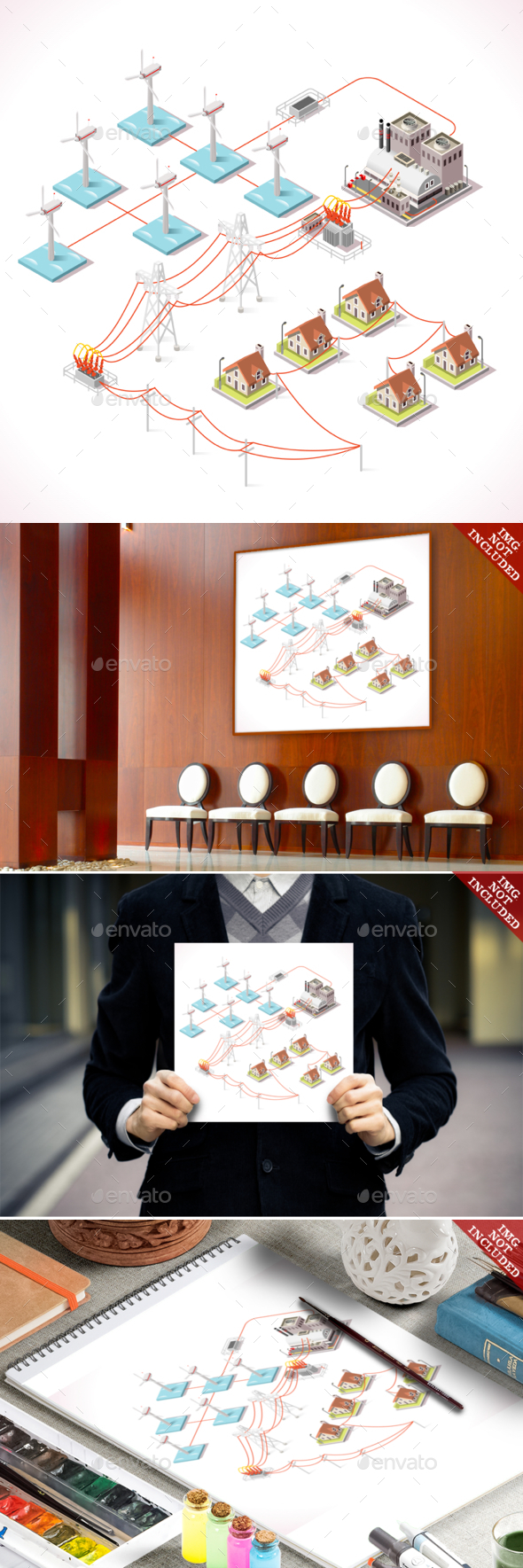 Energy 16 Infographic Isometric - Buildings Objects