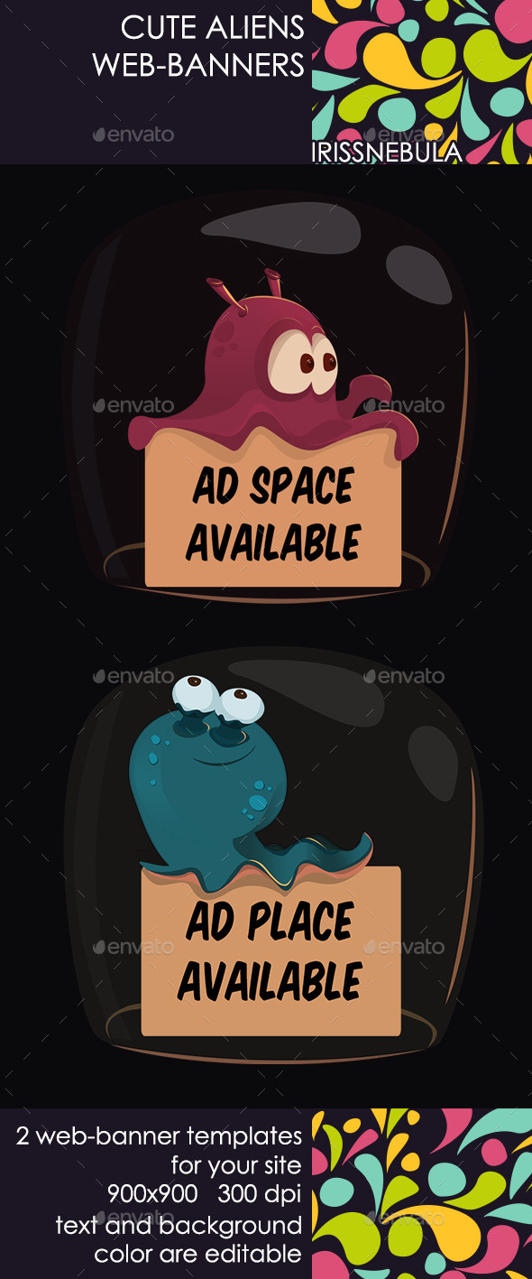 Cute Aliens Web-banners - Banners & Ads Web Elements
