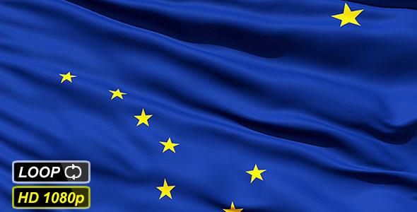 Waving Flag Of The US State Of Alaska