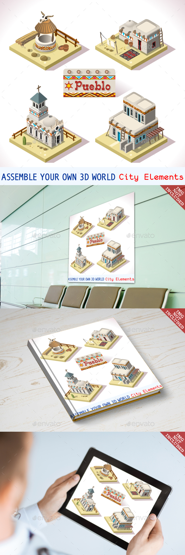 Pueblo Tiles 02 Set Isometric - Buildings Objects