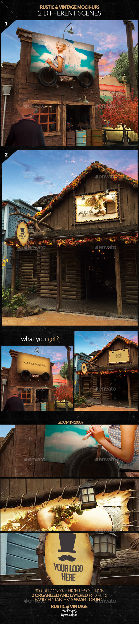 Rustic & Vintage Mock-Ups - Product Mock-Ups Graphics