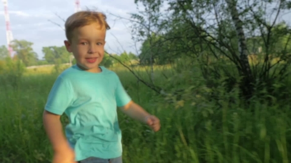 Little Boy Running On Country Road alt