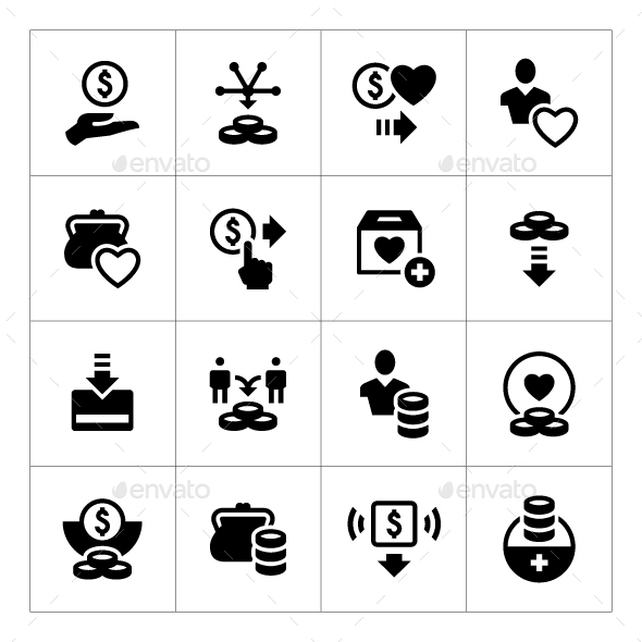 Set Icons of Charity and Donate - Man-made objects Objects