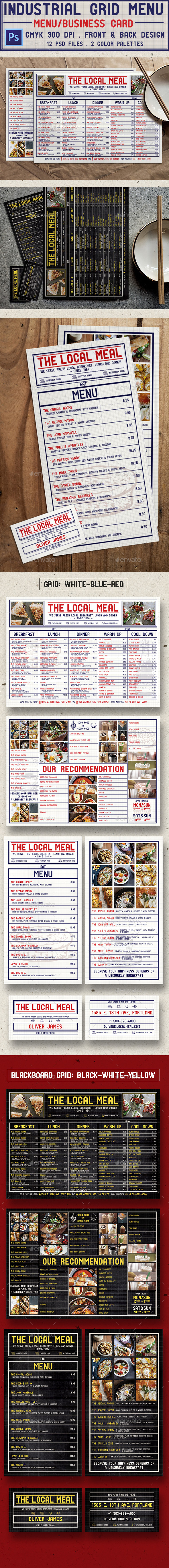 Industrial Grid Menu - Food Menus Print Templates