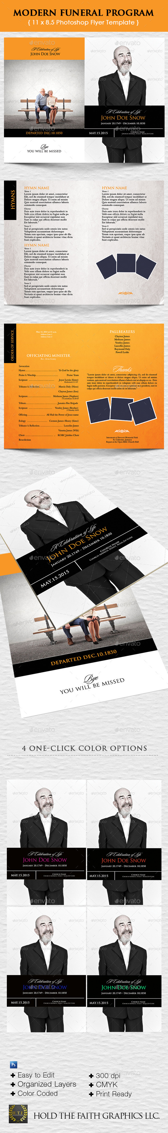 Modern Funeral Program - Brochures Print Templates