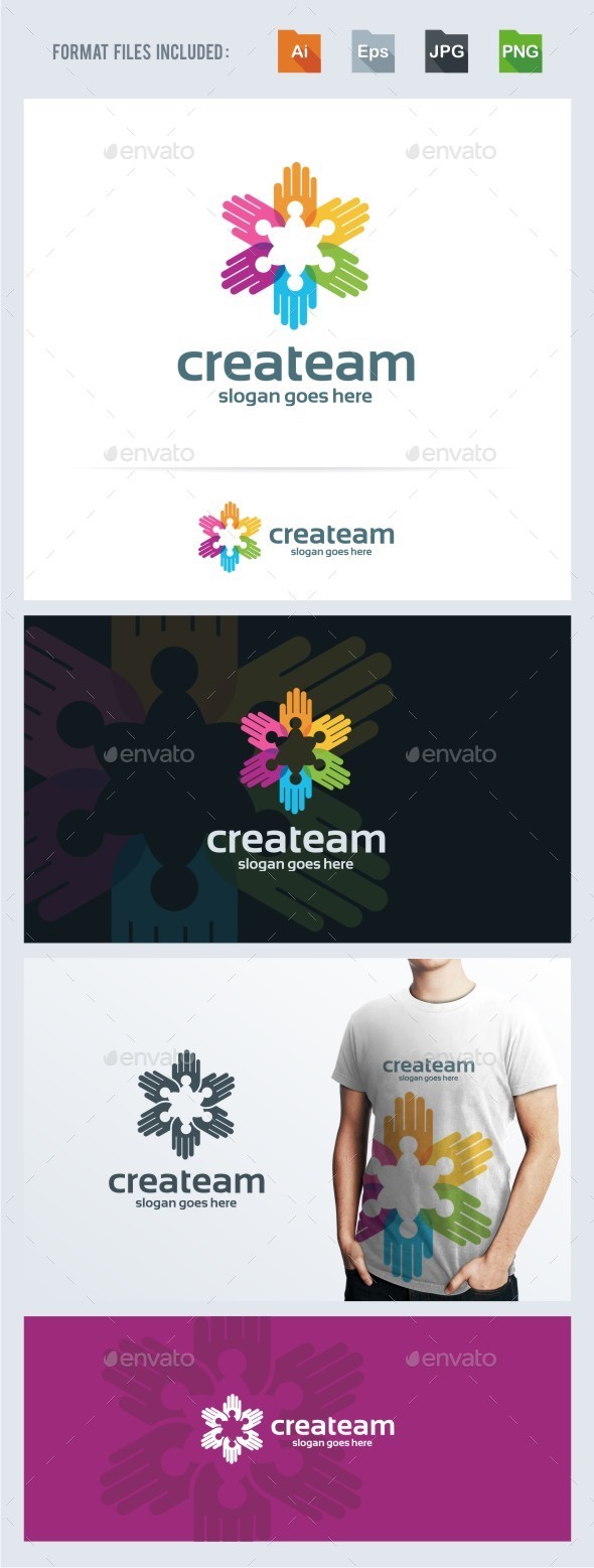 Creative Crowd - Hands Logo Template - Humans Logo Templates