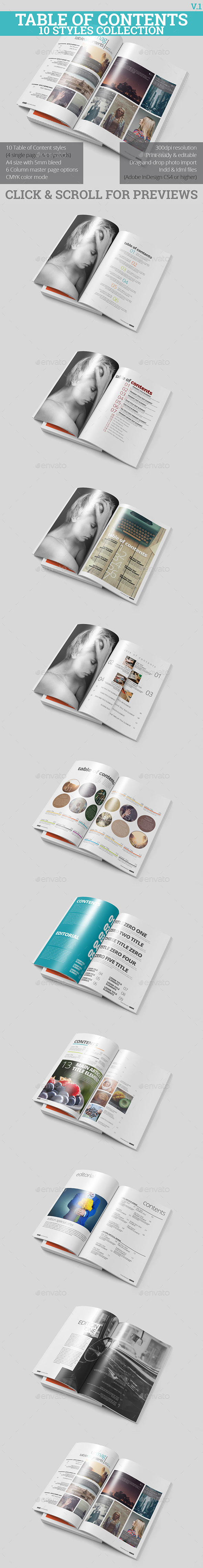 Table of Contents Collection - Magazines Print Templates