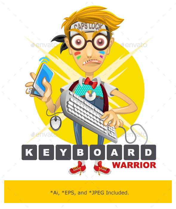 Nerd Geek Keyboard Warrior Illustration - People Characters