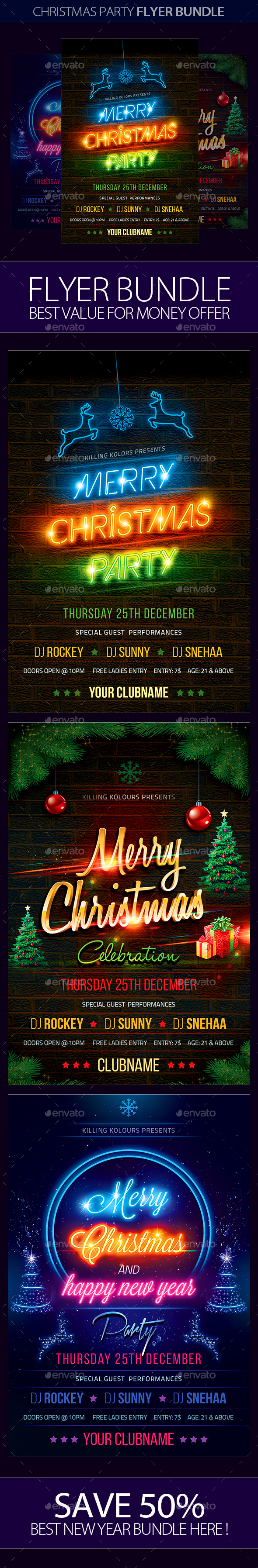 Christmas Party Flyer Bundle - Clubs & Parties Events