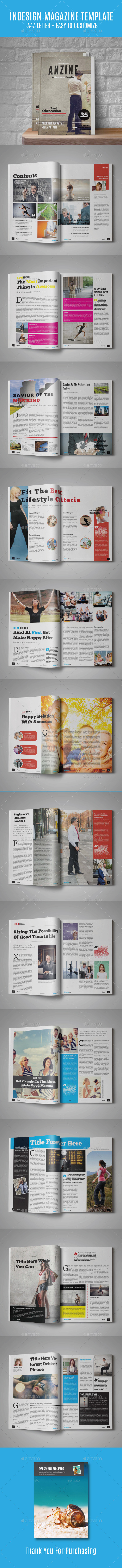 Anzine Magazine Template - Magazines Print Templates