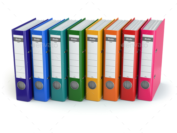 Row of office binders. - Stock Photo - Images