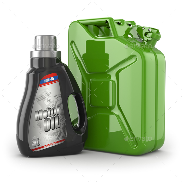 Канистра масла фото Motor oil canister and jerrycan of petrol or gas. Stock Photo by maxxyustas