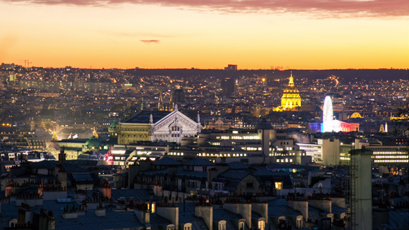 Sunset Over Paris Top View