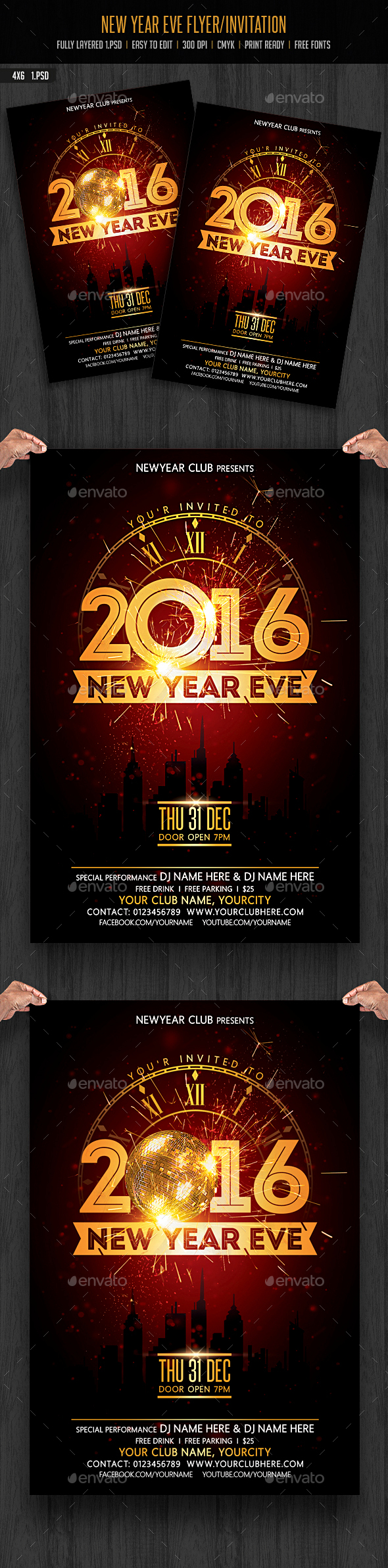 New Year Eve Flyer / Invitation - Clubs & Parties Events
