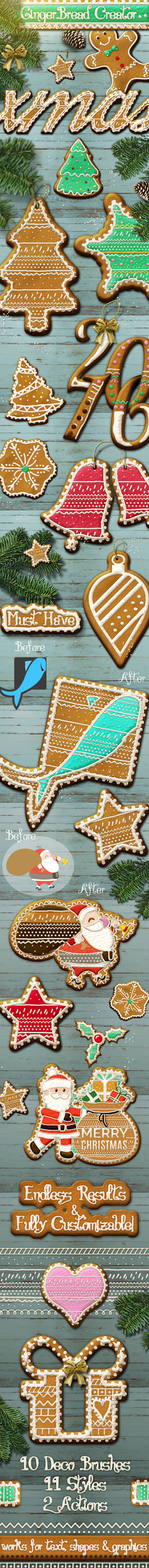 Gingerbread Christmas Style Photoshop Creator - Text Effects Actions