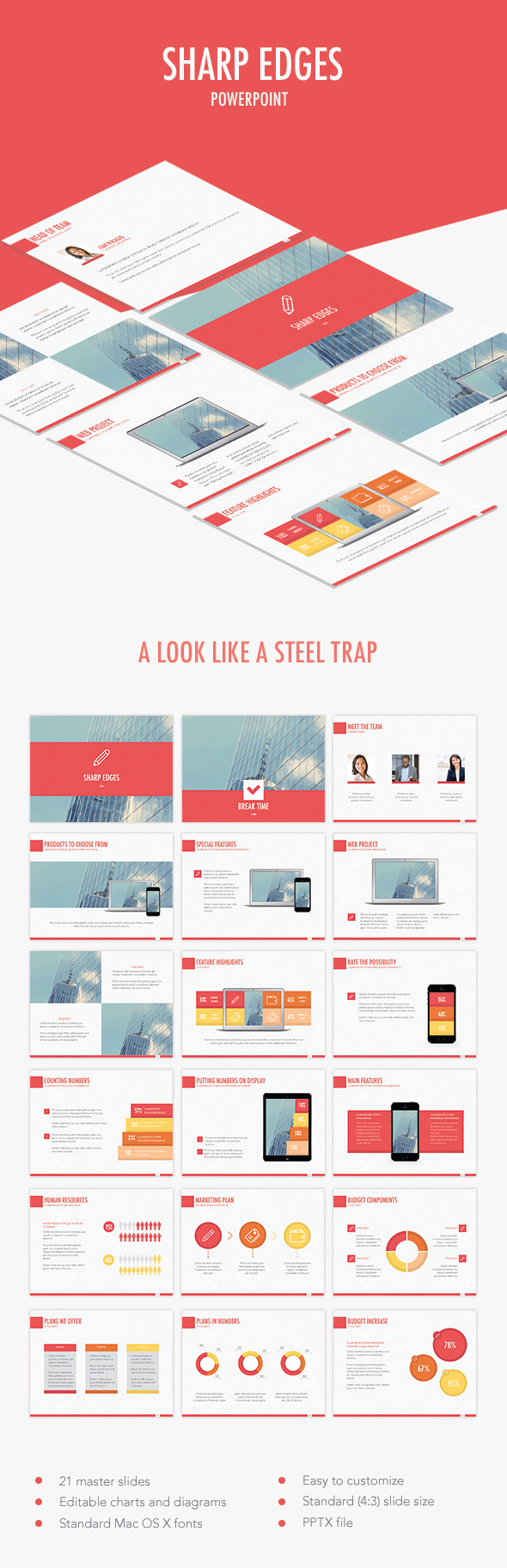 Sharp Edges PowerPoint Template - PowerPoint Templates Presentation Templates