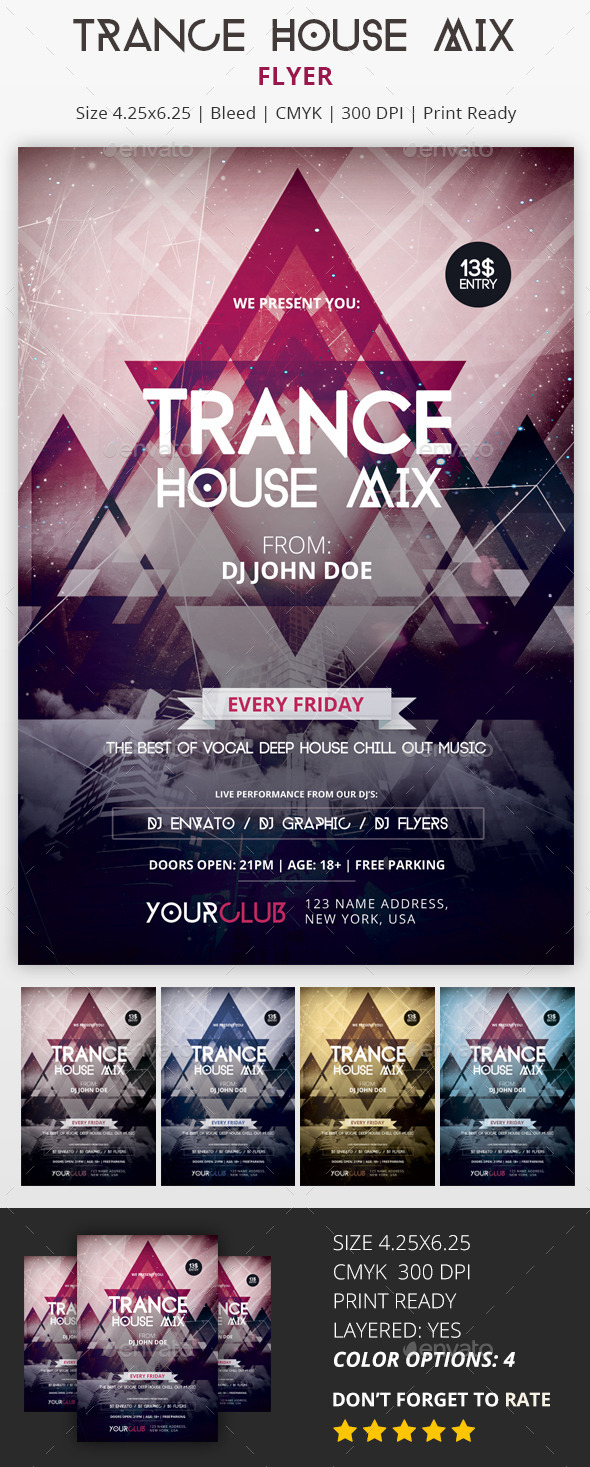 Trance House Mix - PSD Flyer - Events Flyers