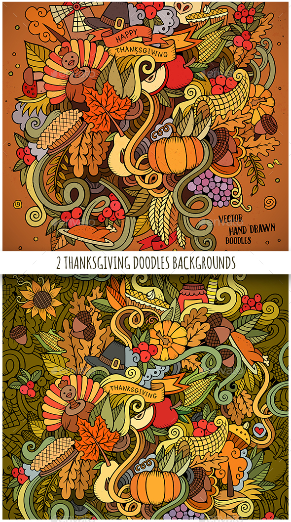 Happy Thanksgiving Doodles Designs - Seasons/Holidays Conceptual