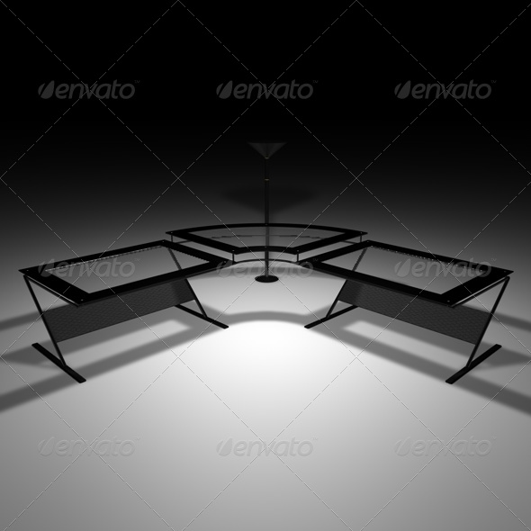 Black glass desk - 3Docean 164602