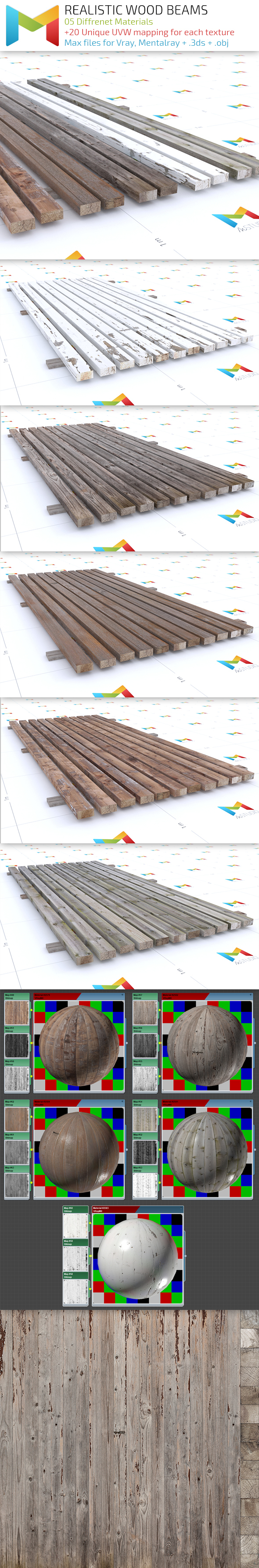 Realistic Wood Beams - 3Docean 13783955