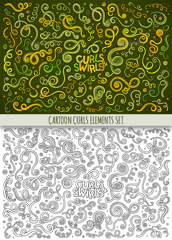 Curls & Swirls Doodles Elements Set - Decorative Symbols Decorative