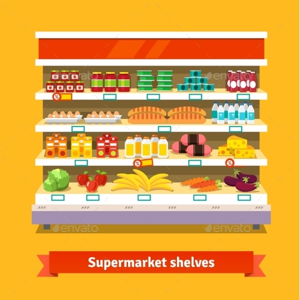 Shop, Supermarket Interior. Healthy Food - Commercial / Shopping Conceptual