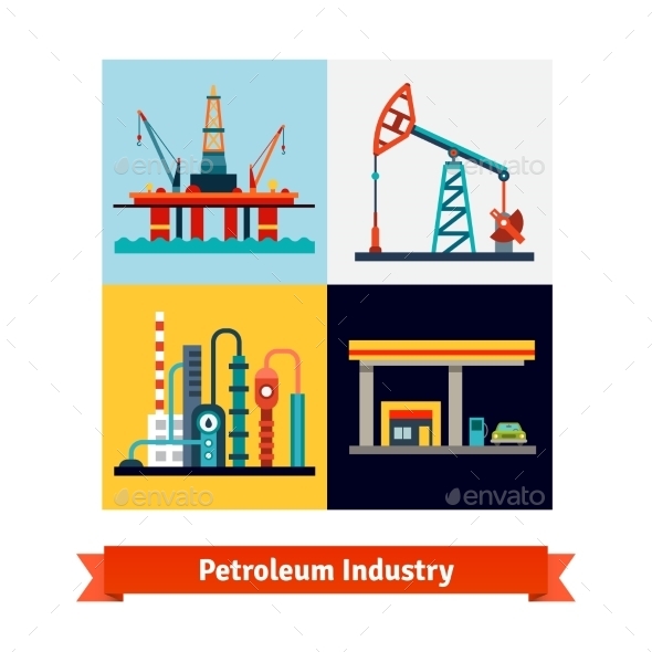 Crude Oil Extraction, Refining, Selling Business - Technology Conceptual