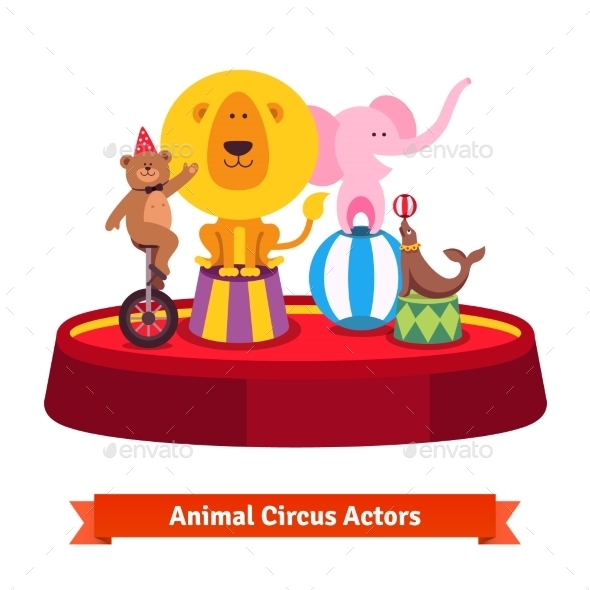 Playing Circus Animals Show On Red Arena - Sports/Activity Conceptual