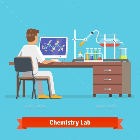 Medical Chemistry Lab Worker Researching - Health/Medicine Conceptual